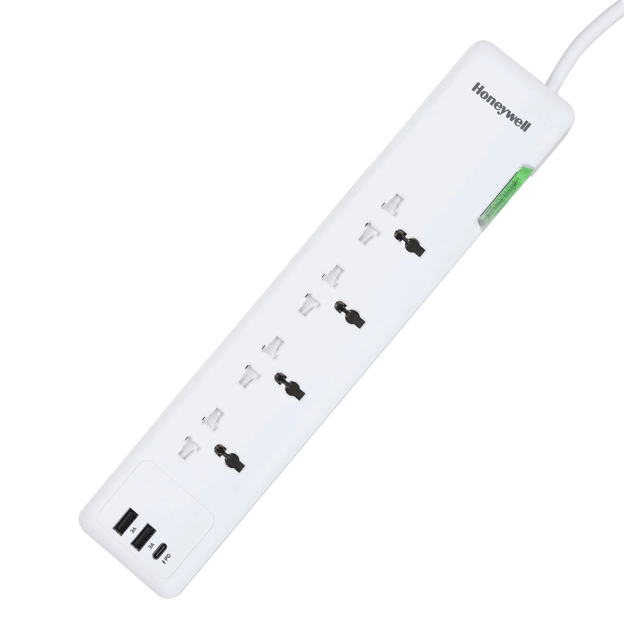 4 out surge protector PD20W with 2xUSB - White