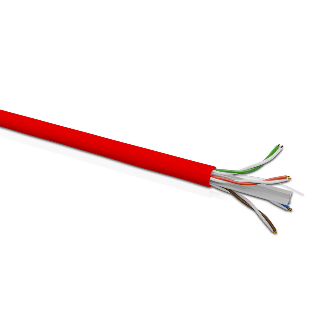 Cat 6A UTP 4 Pair Solid Cable True 23 AWG LSZH Red 305 Mtrs