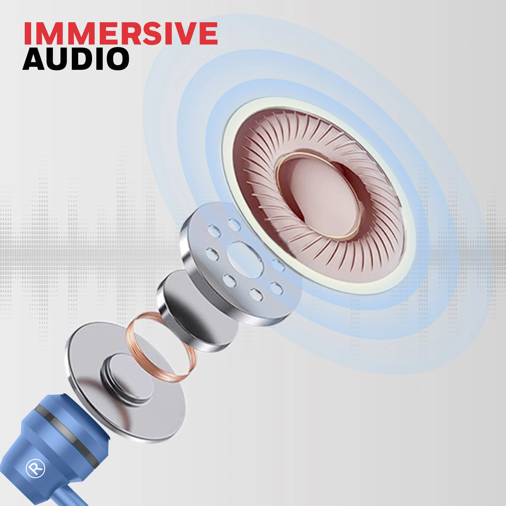 Suono P60 Wired Earphones-Blue - Image 5