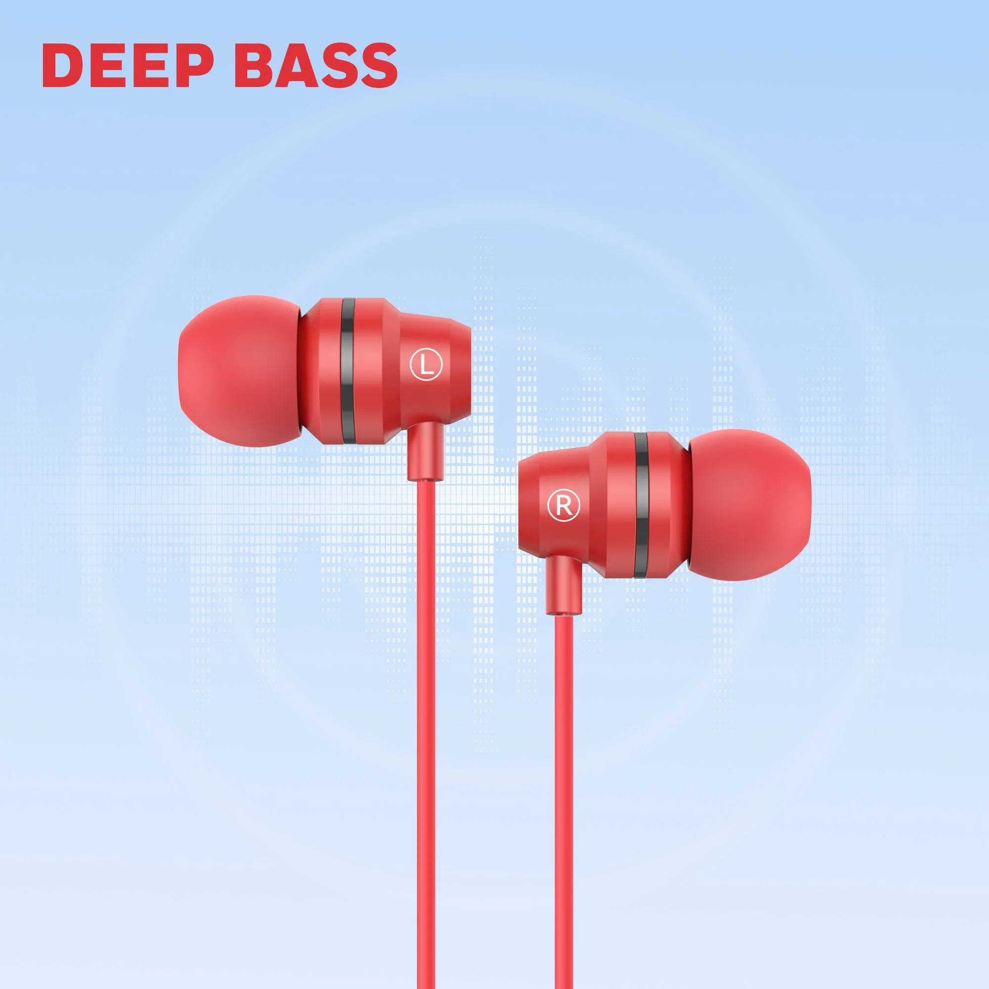 Suono P60 Wired Earphones-Red - Image 2