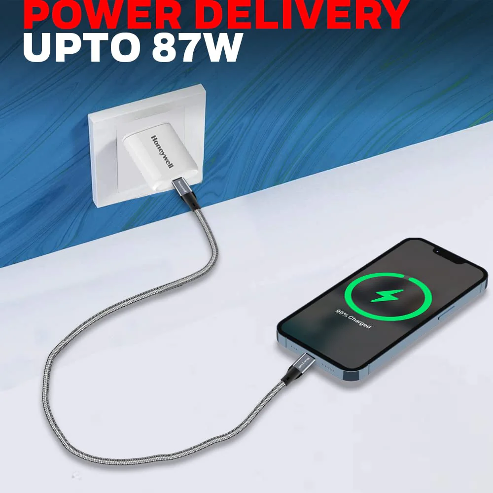 Type C to Lightning cable 1.2mtr - (Braided) - Grey - Image 13