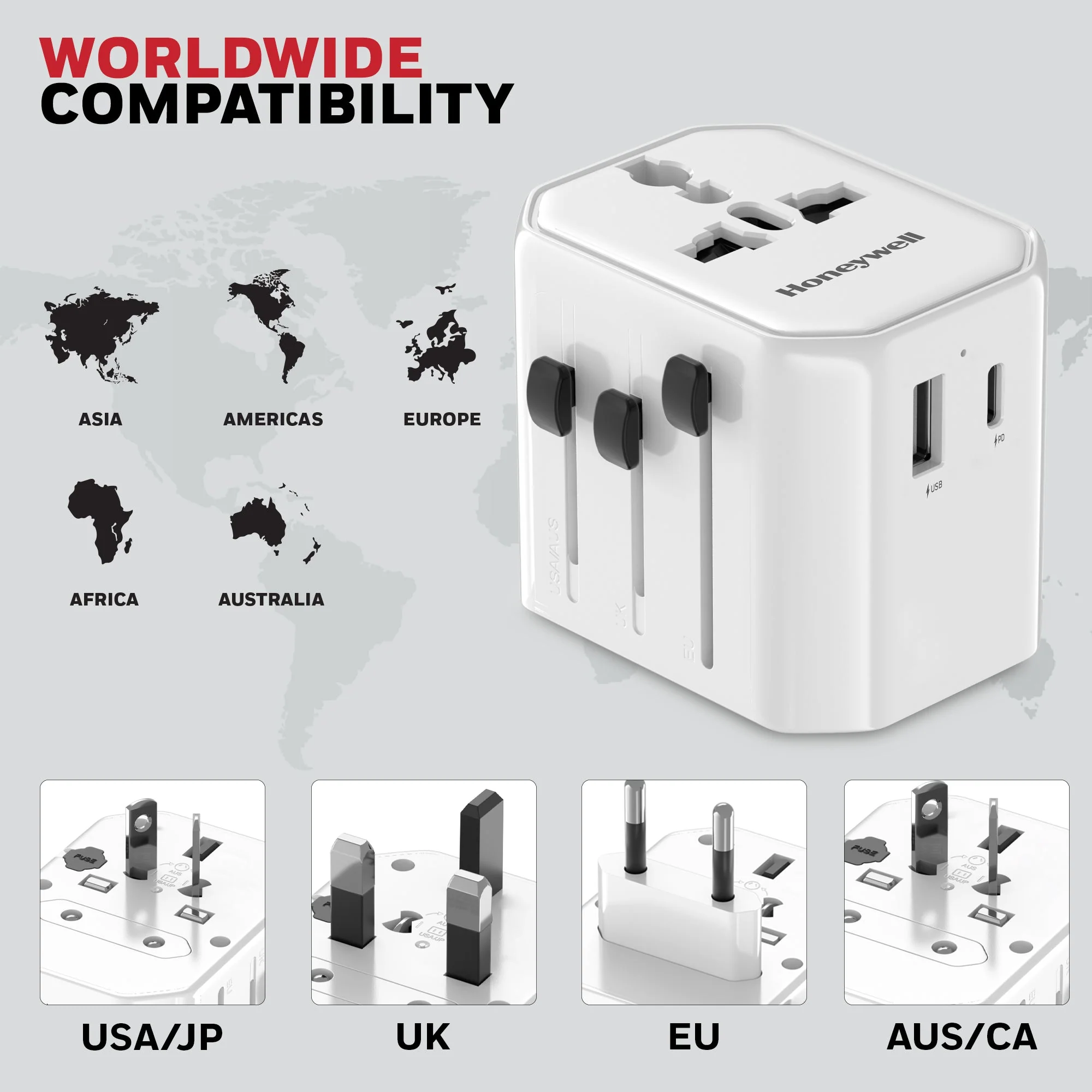Universal World Travel Adapter - 12W(White) - Image 9